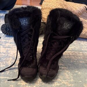 Coach Women's Black Fur Winter Boots